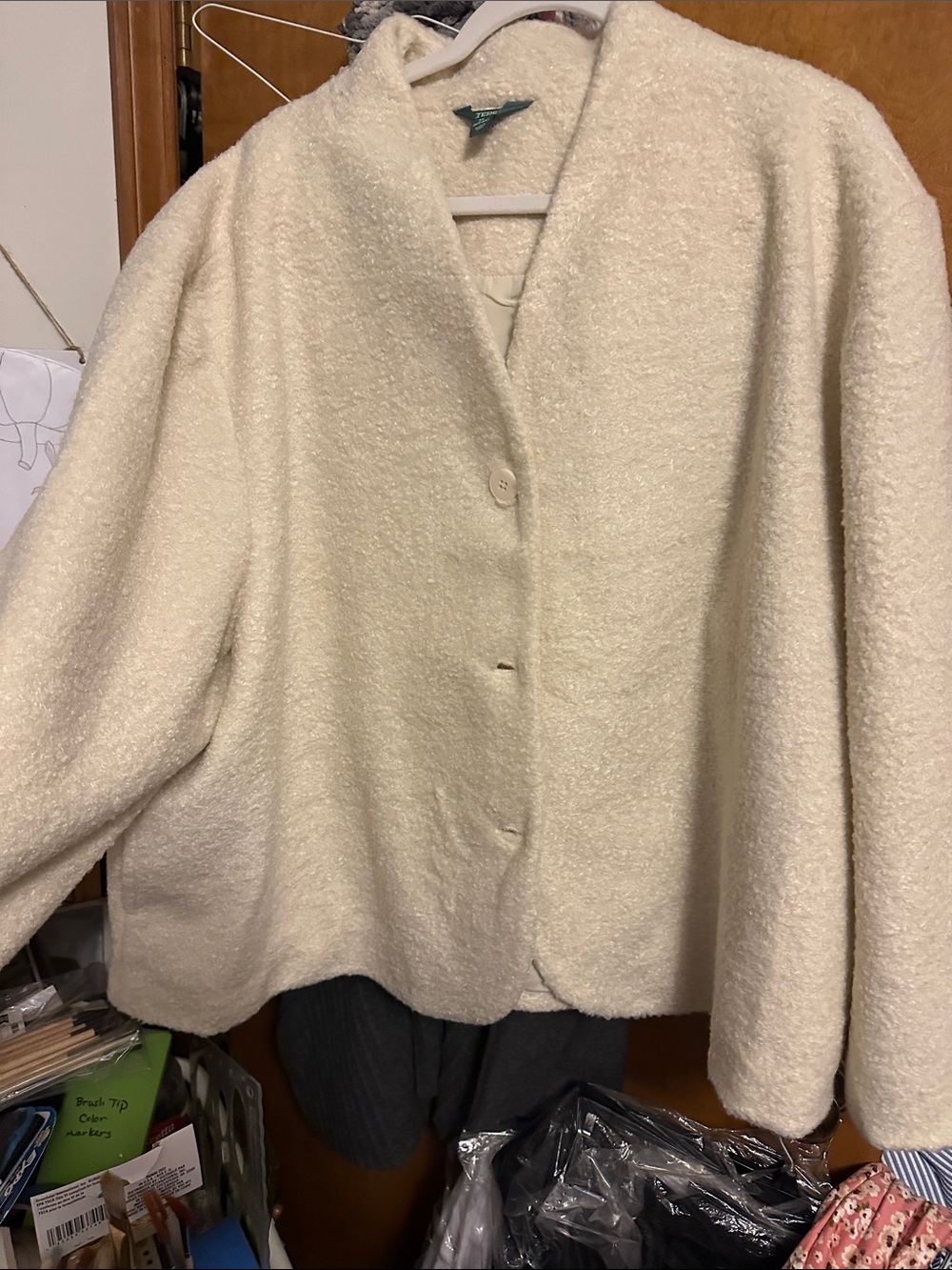 Terra & Sky Ivory Teddy Bouclé Coat